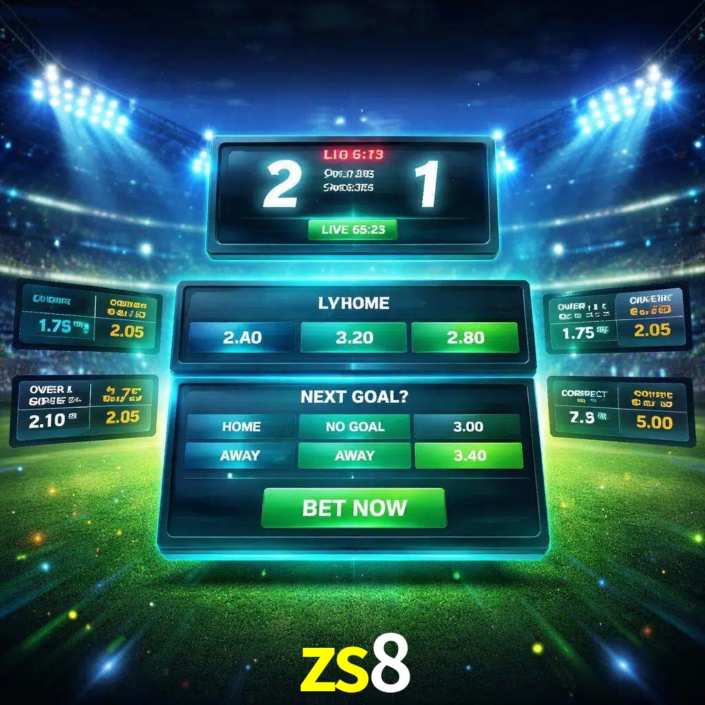 Vista de apuestas en vivo zs8 durante un partido en curso